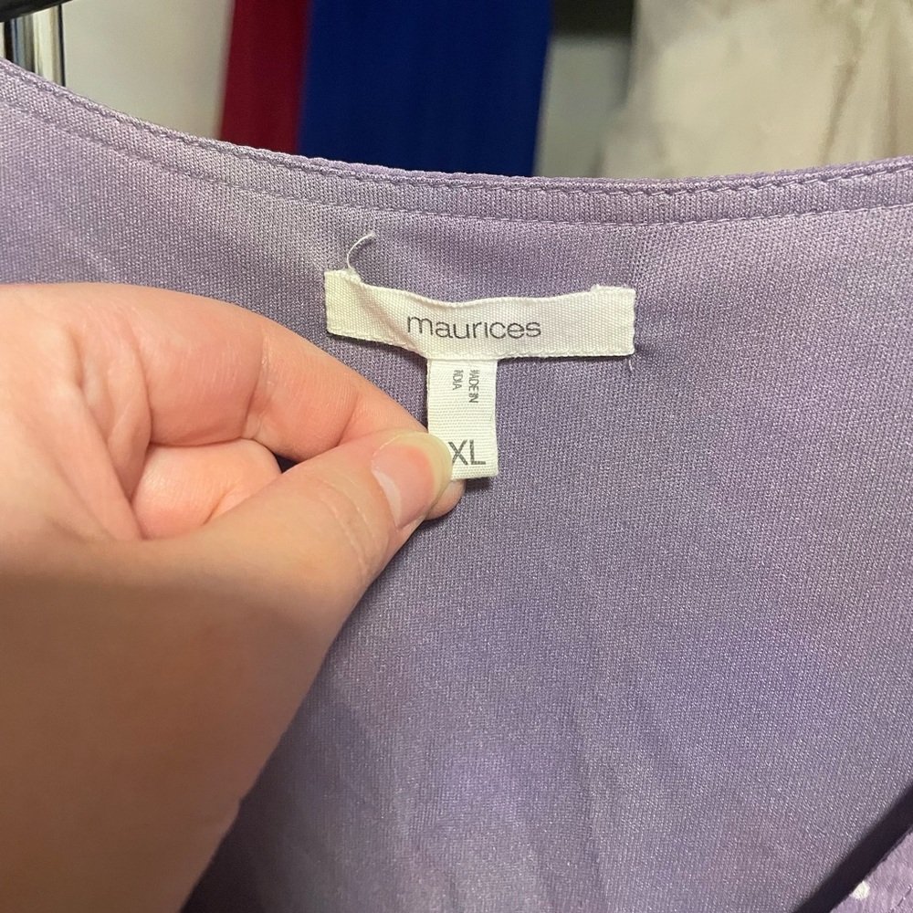 Lavender Polka Dot Peplum Top - Picture 4 of 6